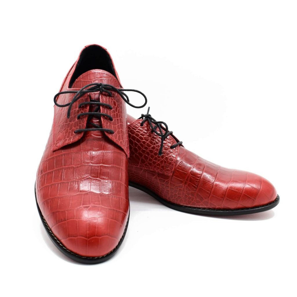 Pantofi bărbați eleganți piele naturală Croco Roșu - JulianShoes.ro